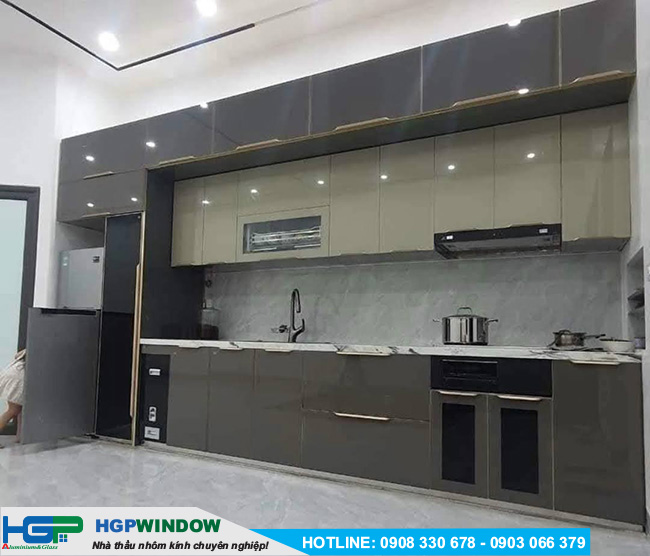 Tủ Bếp Nhôm Cánh Kính