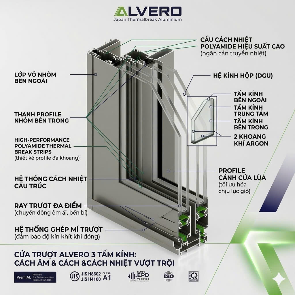  Cửa Nhôm Cầu Cách Nhiệt Alvero